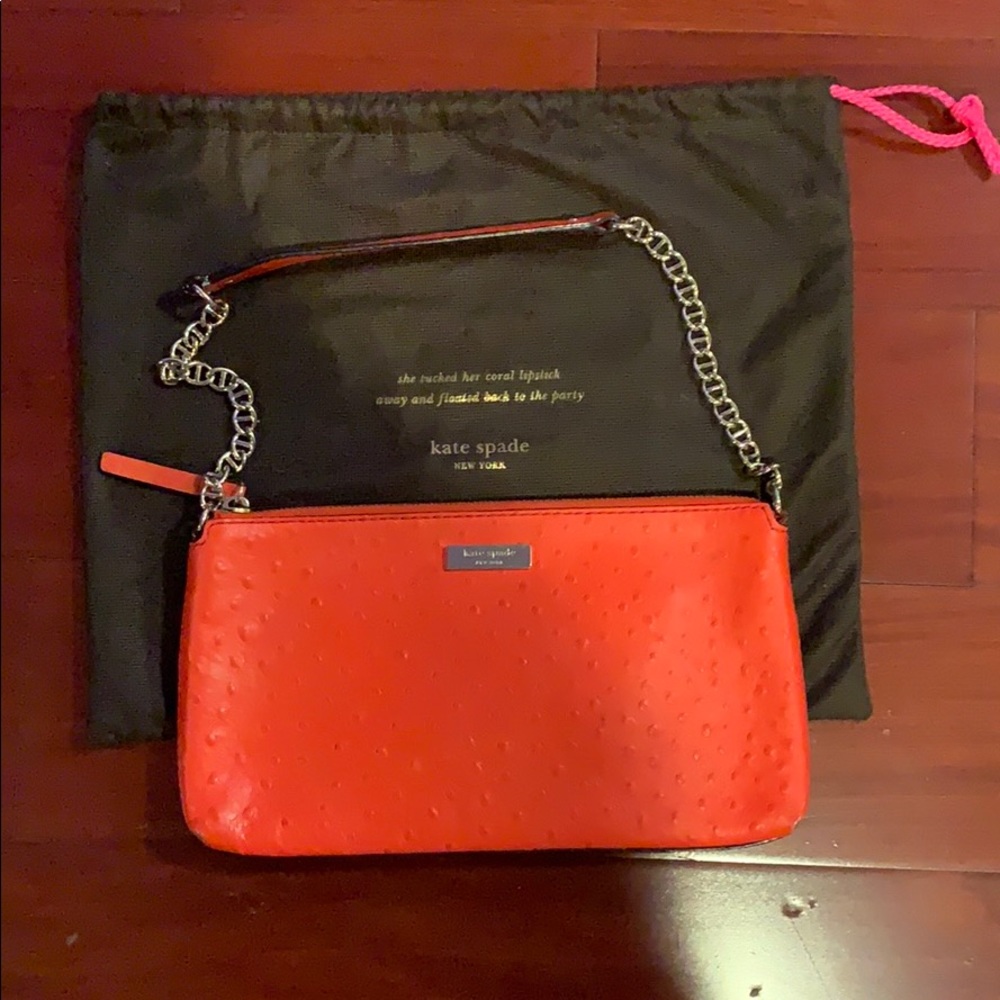 Kate Spade Clutch. Coral and Gold with Dust Bag